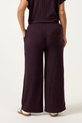 YOURS Plus Size Dark Purple Knitted Wide Leg Trousers | Yours Clothing 2