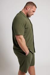 BadRhino Big & Tall Khaki Green Short Sleeve Textured Shirt | BadRhino 6