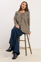 YOURS Plus Size Brown Collared Check Shirt | Yours Clothing 1