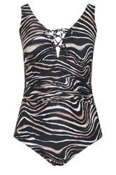 YOURS Plus Size Black Zebra Print Plunge Swimsuit | Yours Clothing 6
