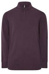 BadRhino Big & Tall Plum Purple Milano Quarter Zip Jumper