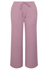 YOURS Curve Light Pink Textured Wide Leg Trousers