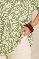 EVANS Plus Size Green Leaf Print Crinkle Blouse | Evans 4