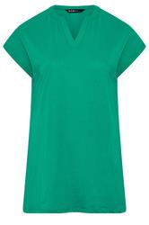 YOURS Curve Green Notch Neck T-Shirt