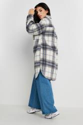 PixieGirl Petite Women's Blue Blurred Check Print Longline Shacket | PixieGirl 5