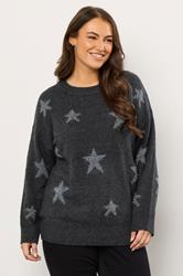 EVANS Plus Size Grey Star Tinsel Detail Jumper | Evans 3