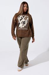 LIMITED COLLECTION Plus Size Chocolate Brown 'The Wild West' Cow Print Sweatshirt | Yours Clothing 1