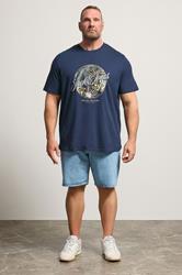 JACK & JONES Big & Tall Navy Blue Shape Print T-Shirt | BadRhino 1