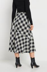 LTS Tall Black Check Print Tiered Midi Skirt | Long Tall Sally 4