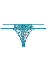 PLAYFUL PROMISES Teal Green Floral Embroidered Thong 5