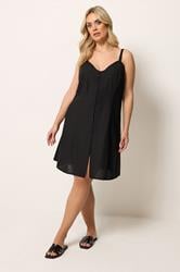 YOURS Plus Size Black Linen Swing Dress | Yours Clothing 1