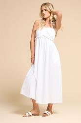 PixieGirl Petite Women's White Cotton Frill Bust Tie Dress | PixieGirl 2