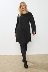 YOURS Curve Plus Size Black Flute Sleeve Swing Dress | Yours Clothing 2