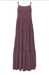 PixieGirl Petite Burgundy Red Acid Wash Asymmetric Tiered Maxi Dress