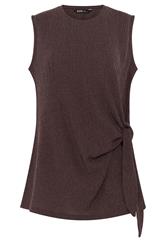 YOURS Curve Chocolate Brown Textured Side Knot Vest Top