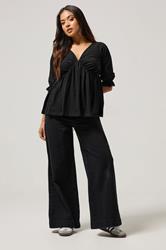 PixieGirl Petite Women's Black Cotton Smock Top | PixieGirl 1