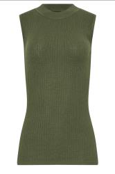 LTS Tall Khaki Green Knitted Ribbed Vest Top