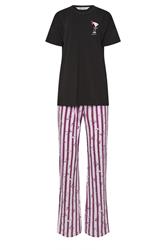 LTS Tall Women's Black 'Happy Hour' Cocktail Cotton Wide Leg Pyjama Set | Long Tall Sally 5