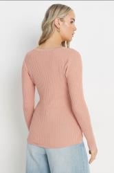 LTS Tall Blush Pink Ribbed Scallop Hemline Cardigan | Long Tall Sally 2