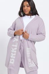 YOURS Plus Size Purple 'BRKLYN' Slogan Longline Hoodie | Yours Clothing  3