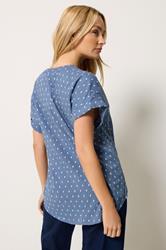 M&Co Women's Denim Blue Dobby Shirt | M&Co 2