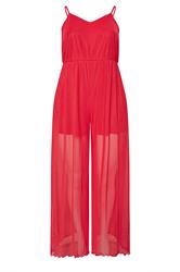 LIMITED COLLECTION Plus Size Red Mesh Jumpsuit | Yours Clothing 5