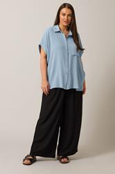 EVANS Plus Size Light Blue Grown-On Sleeve Blouse | Evans 1