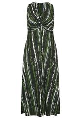 EVANS Plus Size Black & Khaki Tie Dye Knot Front Maxi Dress | Evans 5
