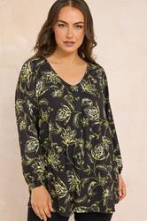 EVANS Curve Plus Size Paisley Print Pleat Front Top | Evans 3