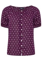 M&Co Petite Women's Purple Dobby Button Blouse | M&Co 5