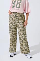 LIMITED COLLECTION Plus Size Khaki Green Camo Wide Leg Jeans | Yours Clothing 2