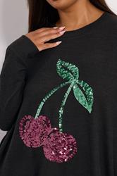 YOURS Plus Size Black Cherry Sequin Embellished Jumper | Yours Clothing 4