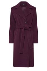 LTS Tall Burgundy Red Formal Wrap Belted Midi Coat