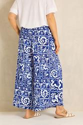EVANS Plus Size Blue Abstract Print Wide Leg Trouser | Evans 4