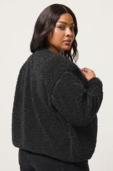 YOURS Plus Size Black Collarless Fleece | Yours Clothing 2