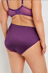 YOURS Plus Size Purple Satin Full Briefs | Yours Clothing 2