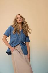 LTS Tall Blue Denim Pocket Collar Shirt | Long Tall Sally 1
