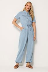 LTS Tall Blue Denim Utility Elasticated Waistband Jumpsuit | Long Tall Sally  2
