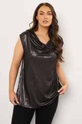 EVANS Plus Size Black Cowl Neck Top | Evans 3