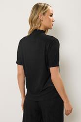 LTS Tall Black Textured Funnel Neck Top | Long Tall Sally 2