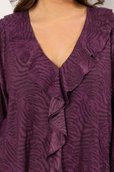 EVANS Plus Size Purple Zebra Burnout Frill Detail Blouse | Evans 4