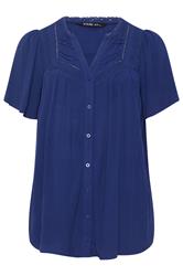 YOURS Curve Navy Blue Button Through Blouse