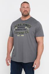 JACK & JONES Big & Tall Grey 'Clothing Co' Printed T-Shirt | BadRhino 2