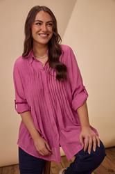EVANS Plus Size Pink Pintuck Tab Sleeve Shirt | Evans 3
