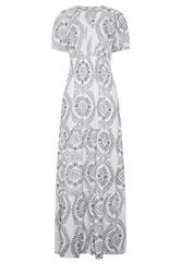 LTS Tall Women's Navy & White Lace Print Linen Maxi Dress | Long Tall Sally 1