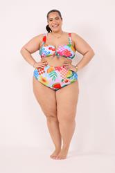 YOURS Plus Size Pink Mixed Tropical Super High Waist Bikini Brief | Yours Clothing 1