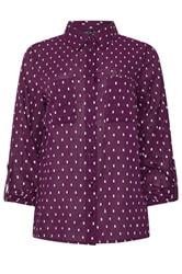 M&Co Women's Berry Purple Long Sleeve Dobby Shirt | M&Co 5