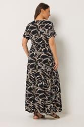 YOURS Plus Size Black Abstract Wrap Maxi Dress | Yours Clothing 3