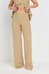 LTS Tall Natural Brown Knitted Wide Leg Trouser | Long Tall Sally 2