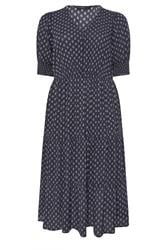 EVANS Plus Size Navy Blue Dobby Tiered Maxi Dress | Evans 7